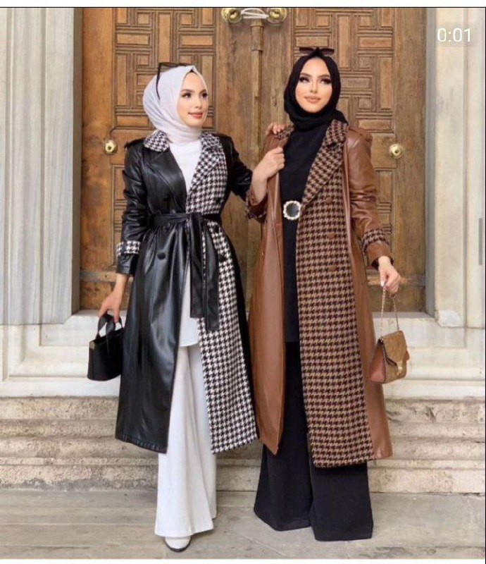 لباس پاییزه چرم بلند دخترانه الماس