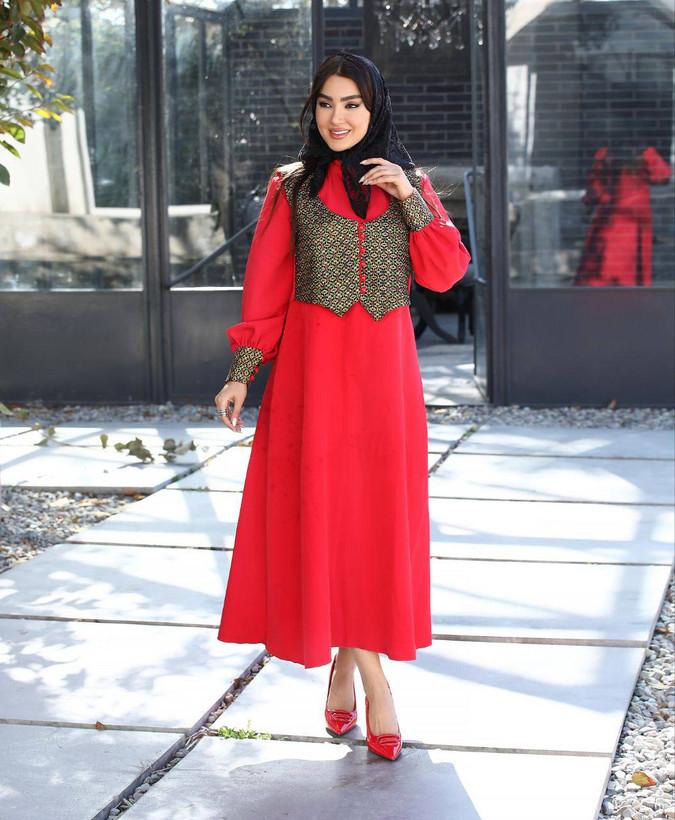 ست دوتیکه زنانه پیراهن جلیقه طرح دلربا