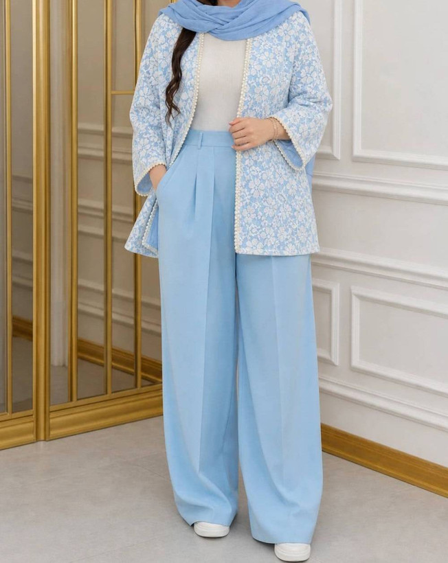مانتو شلوار زنانه توردار