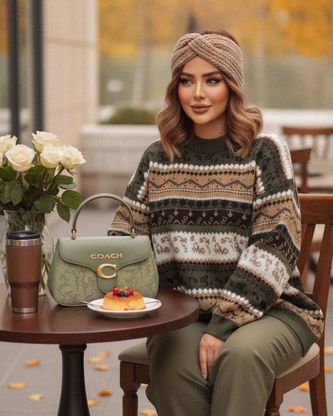 پلیور زنانه بافت سرخپوستی مدل رایکا